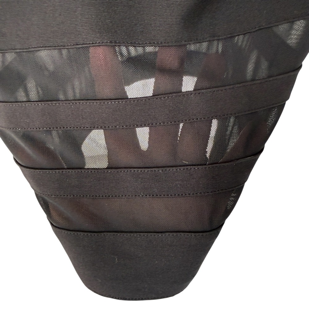 Venus Womens Black Strapless Bodycon Dress Large New Years Sheer Mesh Insert SEE - Picture 13 of 16
